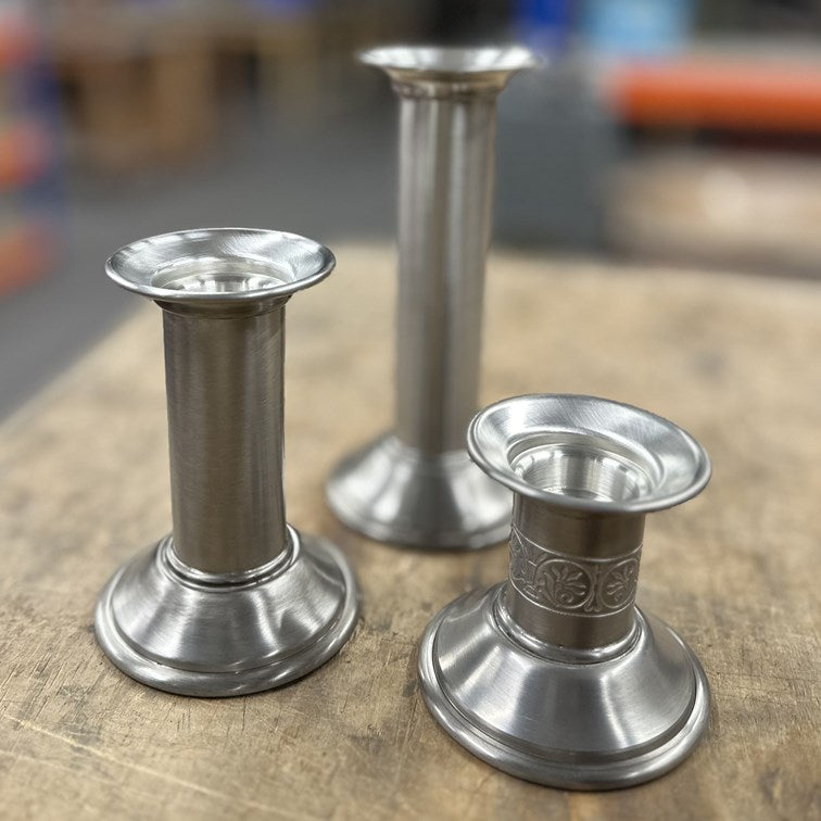 Extra Small Medieval Pewter Candle Holder Antique Finish