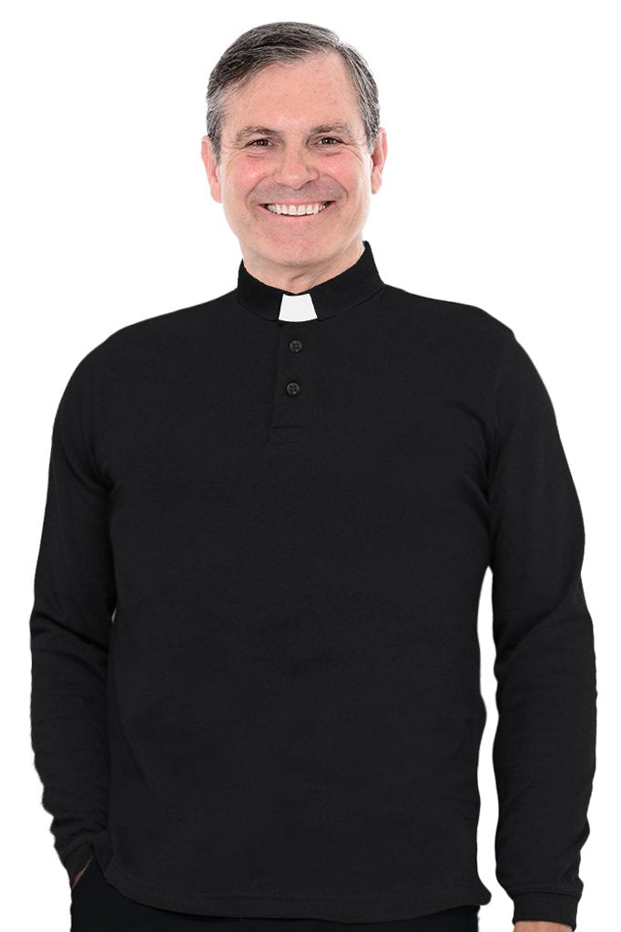 Dual Collar Clerical Polo Shirt – Long Sleeve