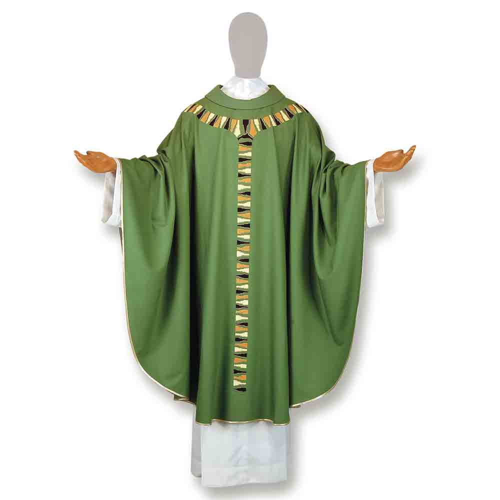 Pure Wool Embroidered Vatican Chasuble - Available in 4 Liturgical Colours