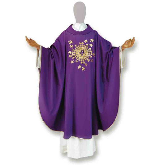 Pure Wool Embroidered Chasuble - Available in 4 Liturgical Colours