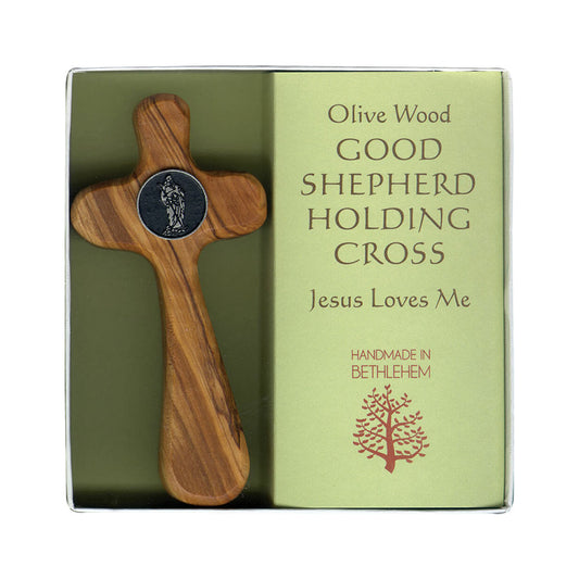 Jesus Loves Me Good Shepherd Holding Cross