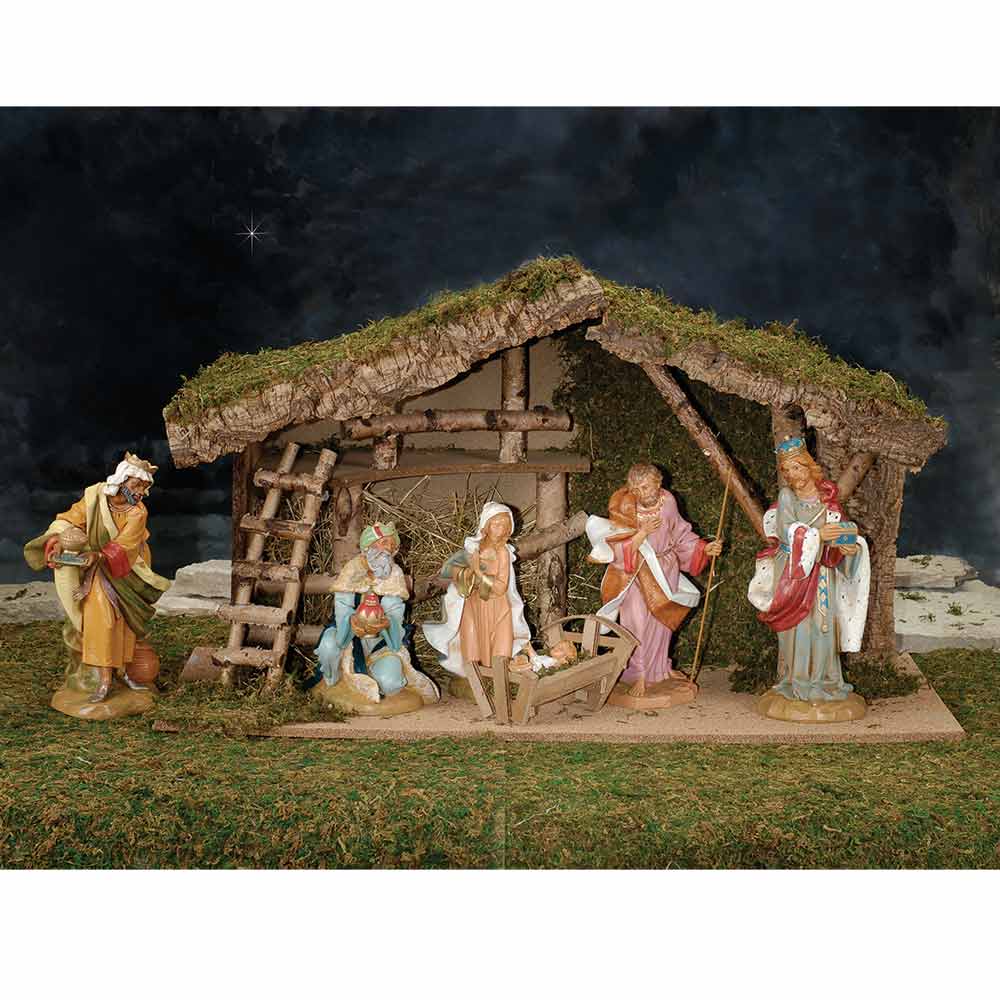 12in Fontanini Nativity Set with Stable - 6 pc Set