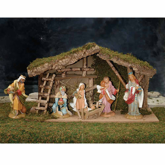 12in Fontanini Nativity Set with Stable - 6 pc Set
