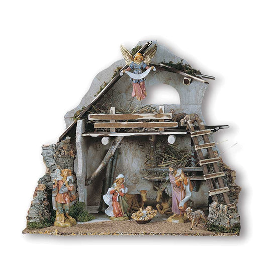 7.5in (19cm) Fontanini 10pc Nativity Set w Stable