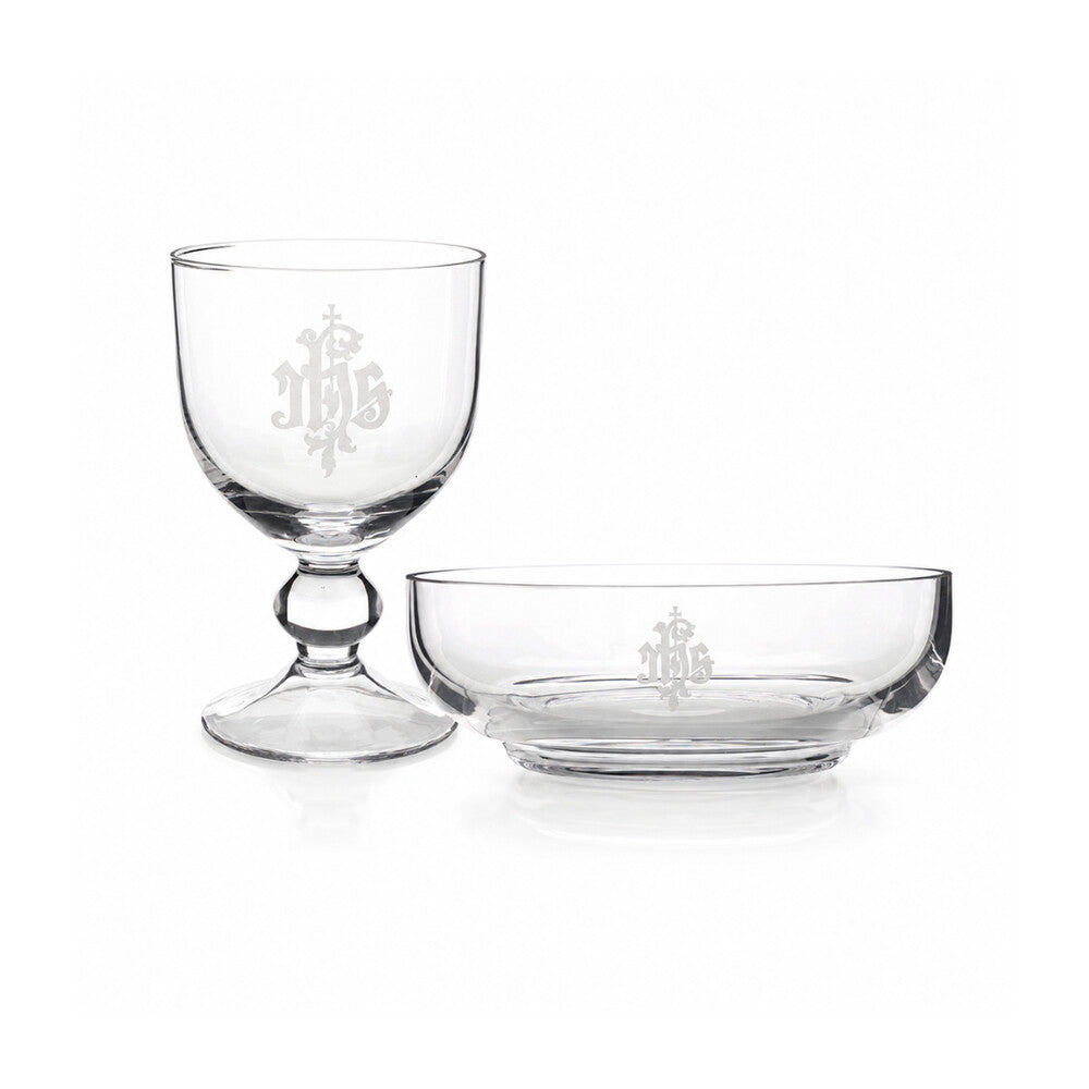 IHS Glass Chalice & Bowl Set