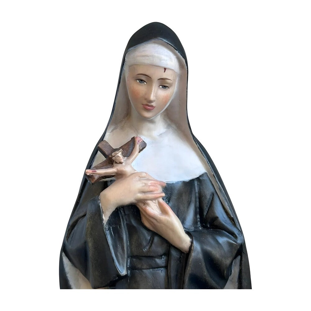 Hand-Carved Wooden Statue of Saint Rita of Cascia from Val Gardena