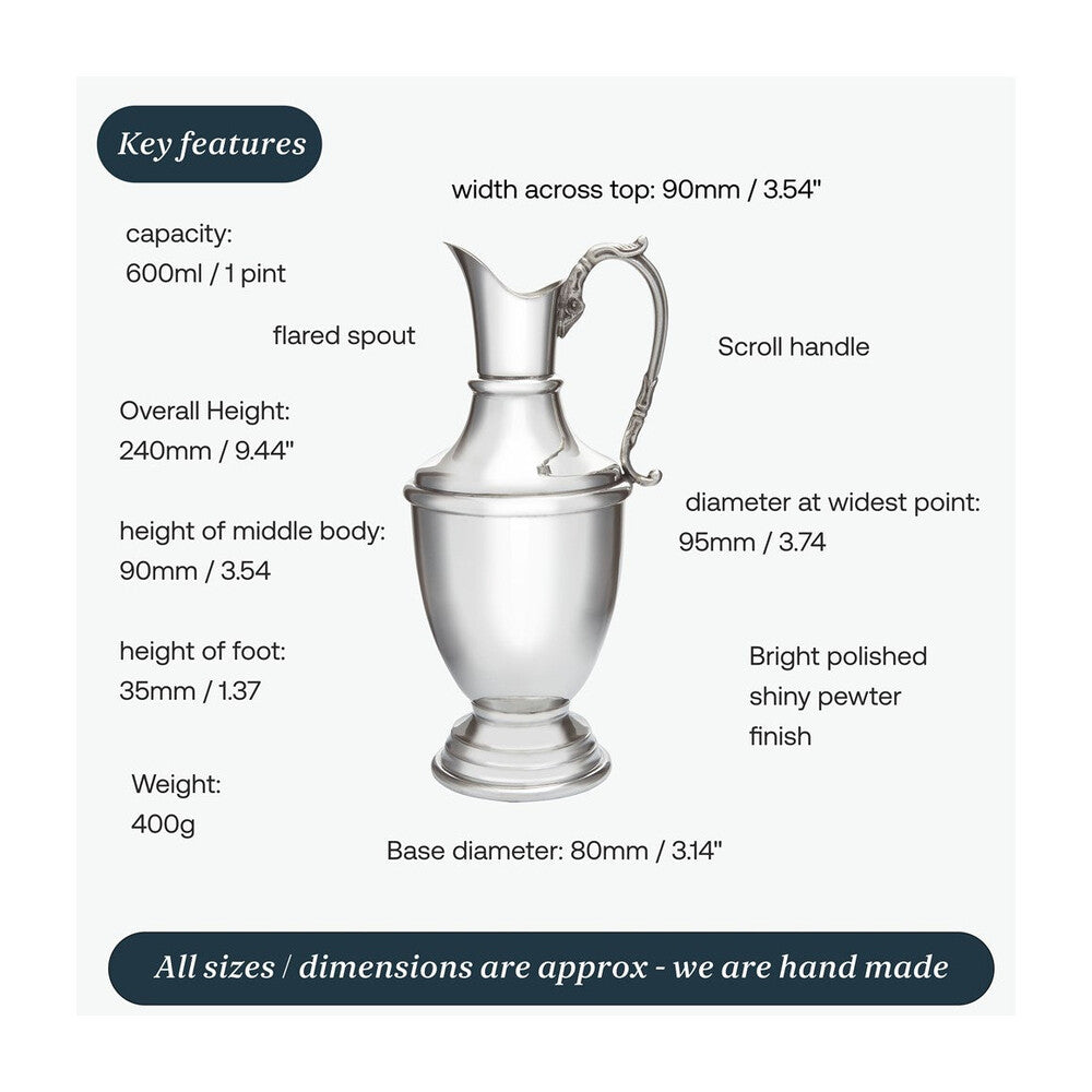 Medium Pewter Claret Jug