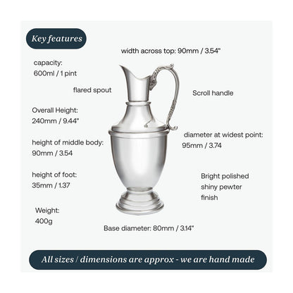 Medium Pewter Claret Jug