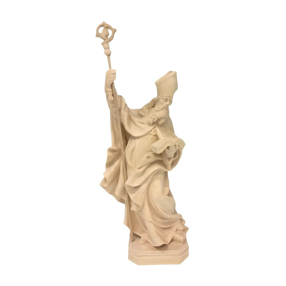 Statue Saint Caius Pope in Carved Wood from Val Gardena, Colored Finish