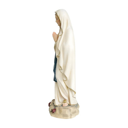 Hand-Carved Wooden Statue of Our Lady of Lourdes in Val Gardena