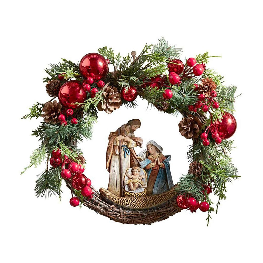 15" Diameter Nativity Christmas Wreath