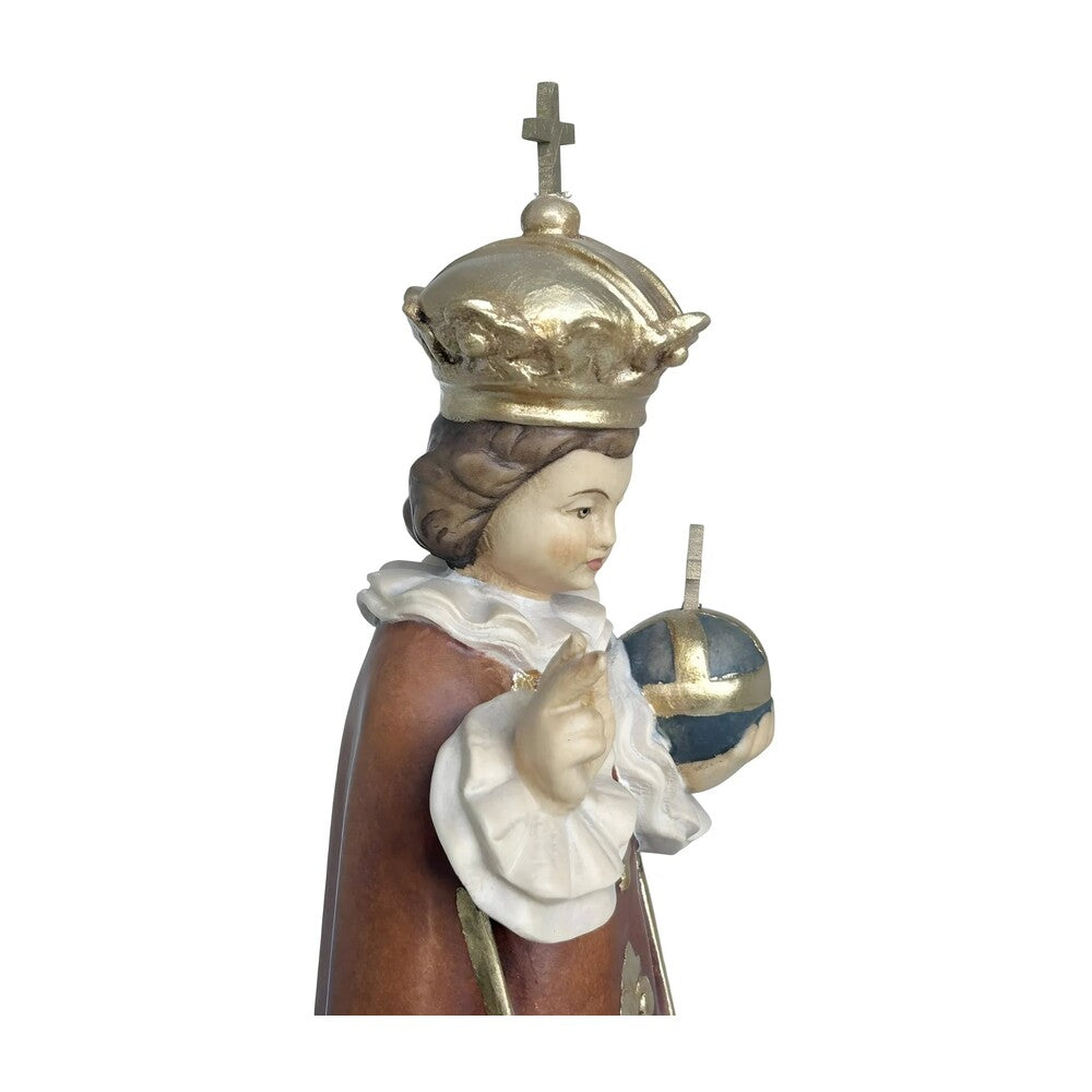 Infant Jesus of Prague Polychrome Hand-Carved Wooden Statue