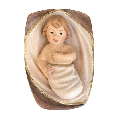 Baby Jesus in Crib in Maple Wood
