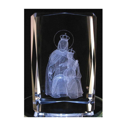 Laser Engraved Crystal Our Lady of Mount Carmel
