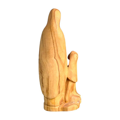 Our Lady of Lourdes and Saint Bernadette Carved Wood Statue
