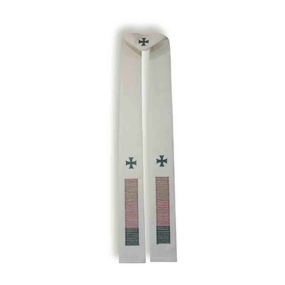 Pure Wool White Overlay Stole - PBS23