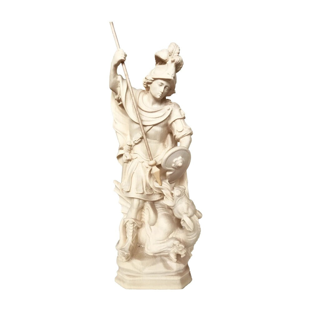 Artistic Sculpture St. George and the Dragon in Carved Wood | Val Gardena