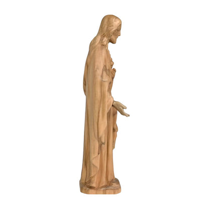 Sacred Heart of Jesus Sculpture in Hand-Painted Val Gardena Wood
