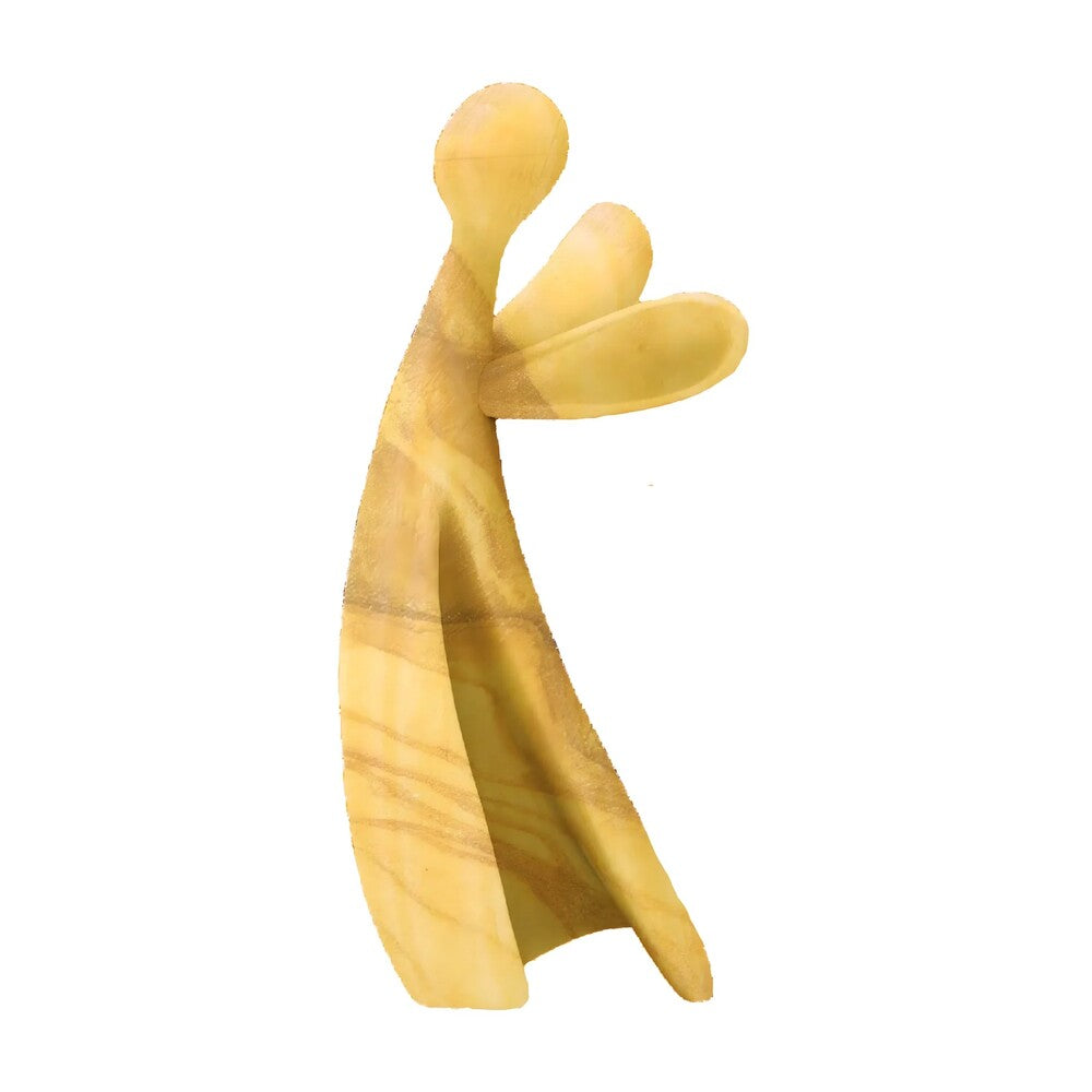 Stylized Guardian Angel Sculpture in Natural Val Gardena Wood