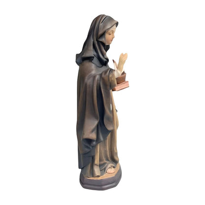 Hand-Carved and Painted Wooden Statue of Santa Monica with Little Boat