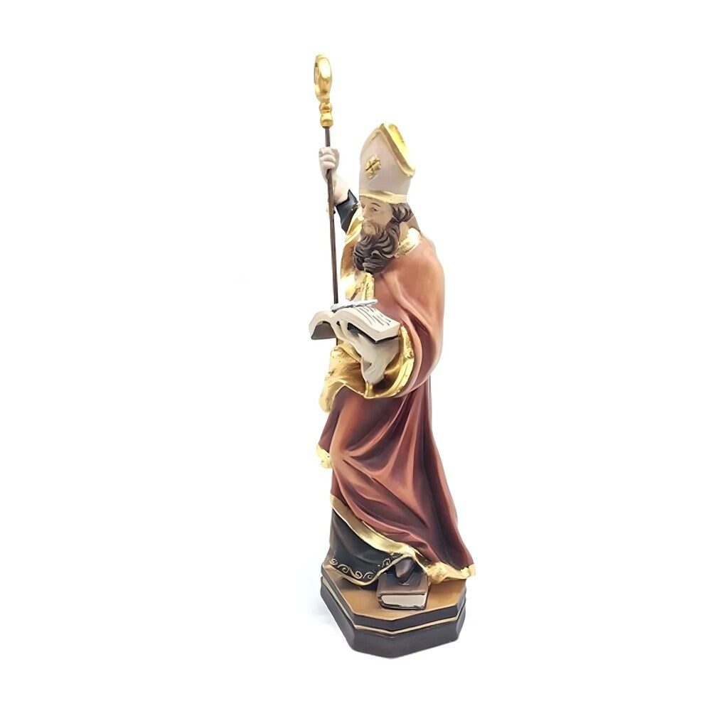 St. Clement Statue in Hand-Carved Wood from Val Gardena, Anchor Symbol