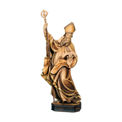 St. Clement Statue in Hand-Carved Wood from Val Gardena, Anchor Symbol