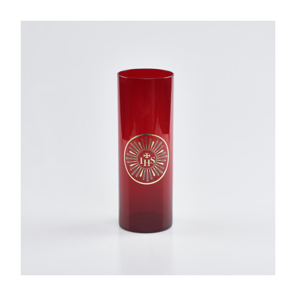 Red Sanctuary Glass with Gold IHS Emblem