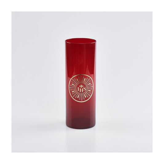 Red Sanctuary Glass with Gold IHS Emblem