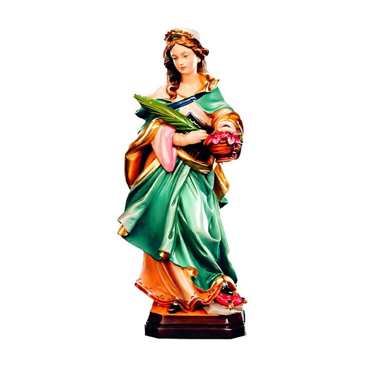 Saint Dorothy, Hand-Painted Wooden Statue, Val Gardena Craftsmanship