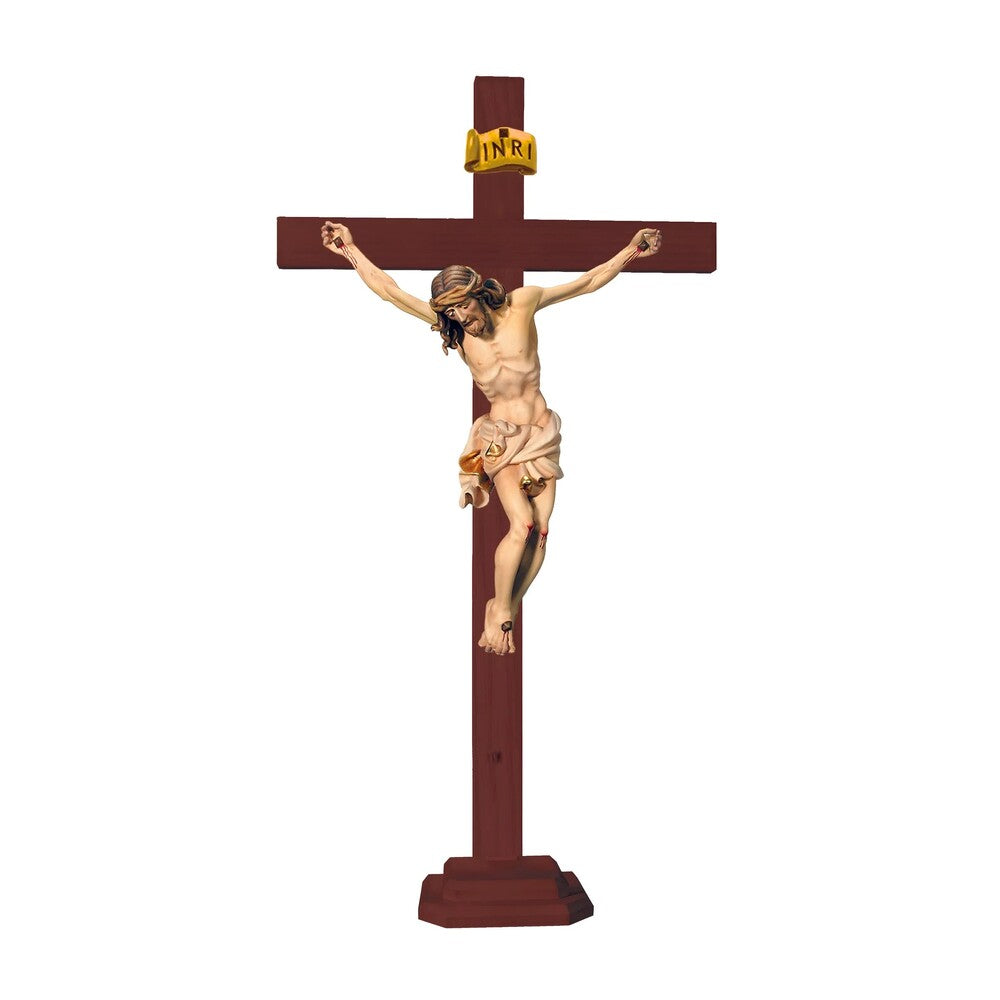 Hand-Carved Wooden Crucifix from Val Gardena