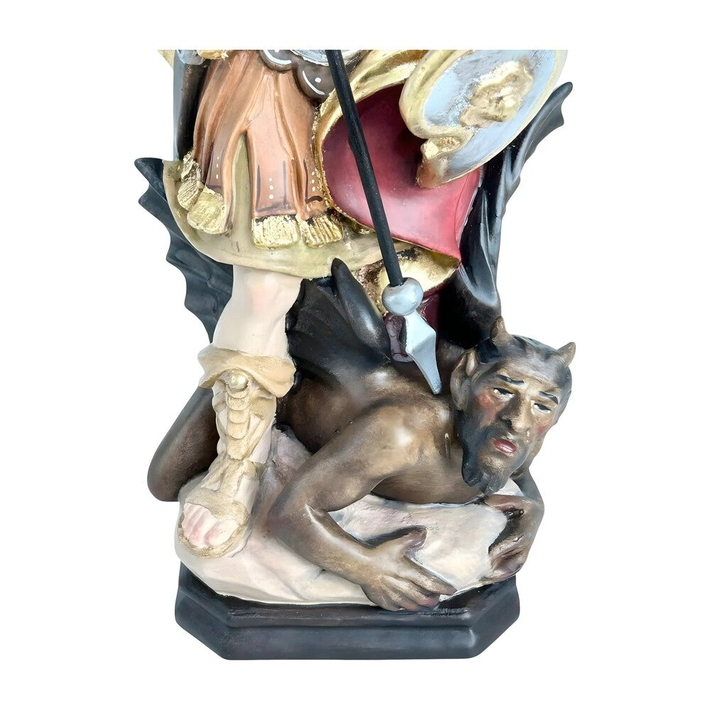 Archangel Michael Defeating Satan Statue - Val Gardena Wood Sculpture