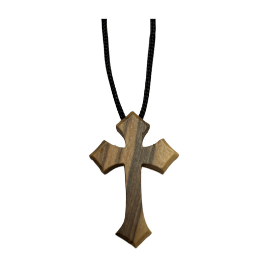 Olive Wood Holding Cross Pendant,  Style HLWA40