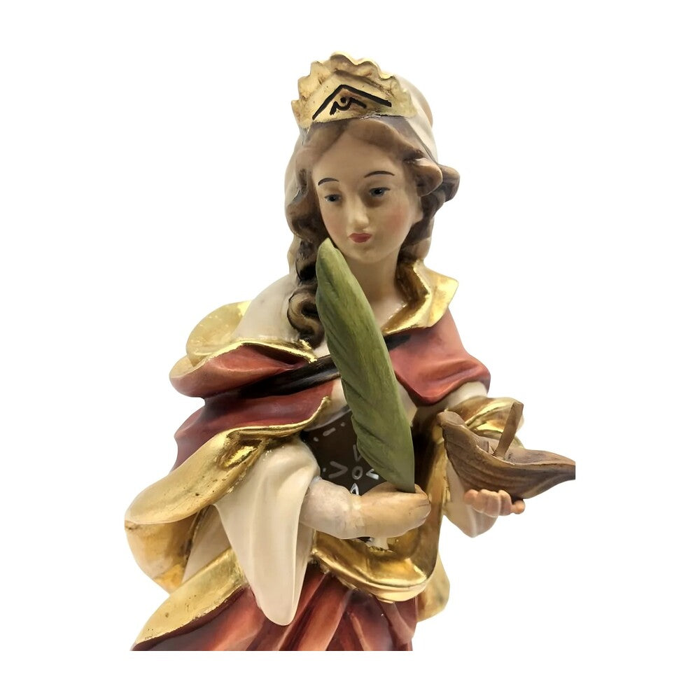 Saint Fermina: Hand-Painted Wooden Statue from Val Gardena