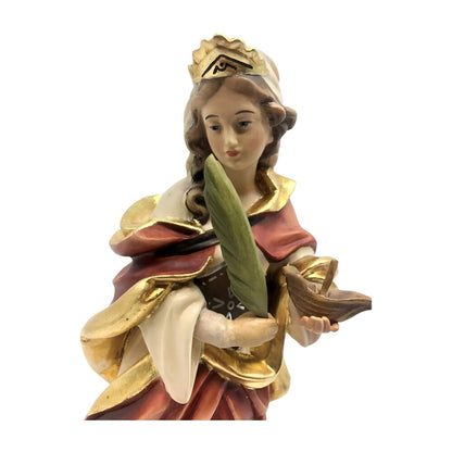 Saint Fermina: Hand-Painted Wooden Statue from Val Gardena
