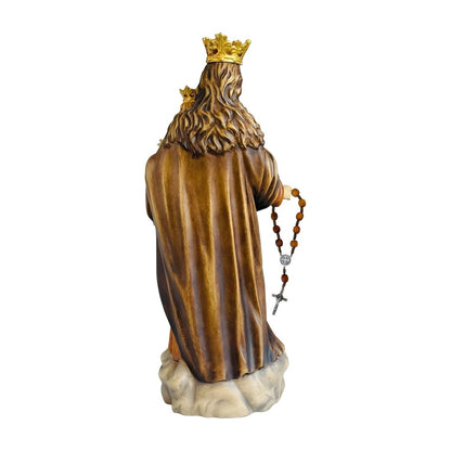Our Lady of the Rosary with Child Statue Val Gardena Wood