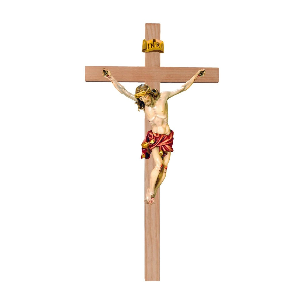 Crucifix Sculpture Christ on the Cross Realistic Hand-Carved in Wood