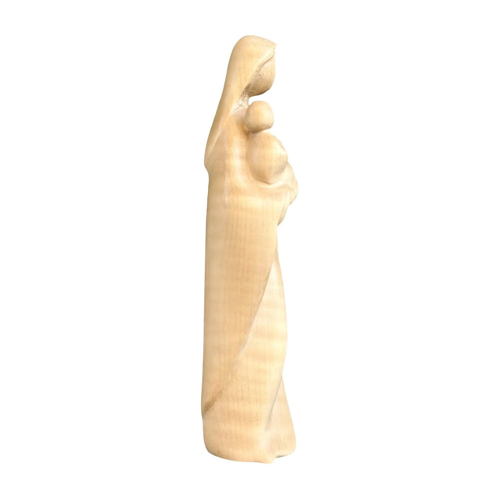 Modern Madonna with Child, Val Gardena Artisanal Wood Sculpture