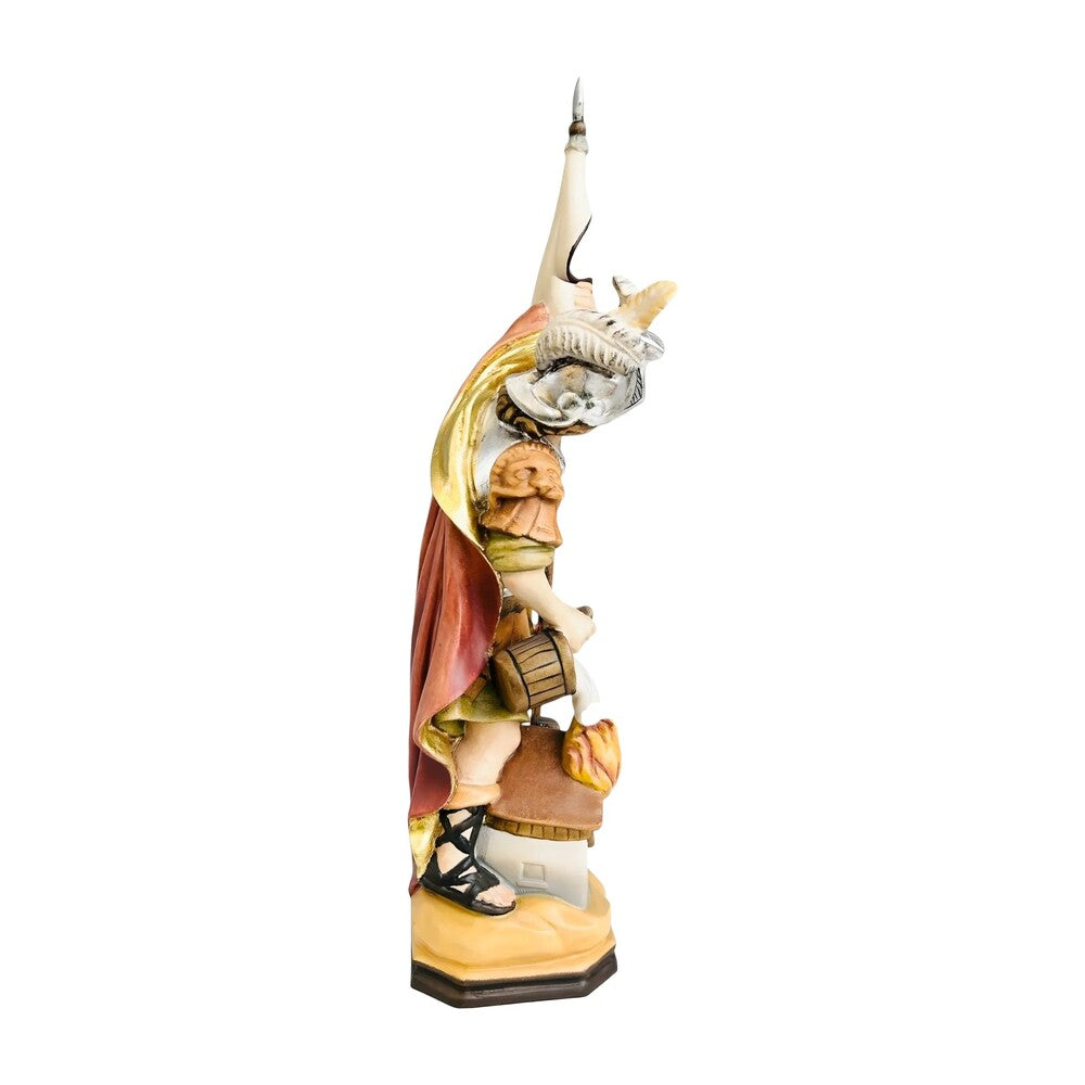 Hand-Carved Wooden Saint Florian Statue from Val Gardena