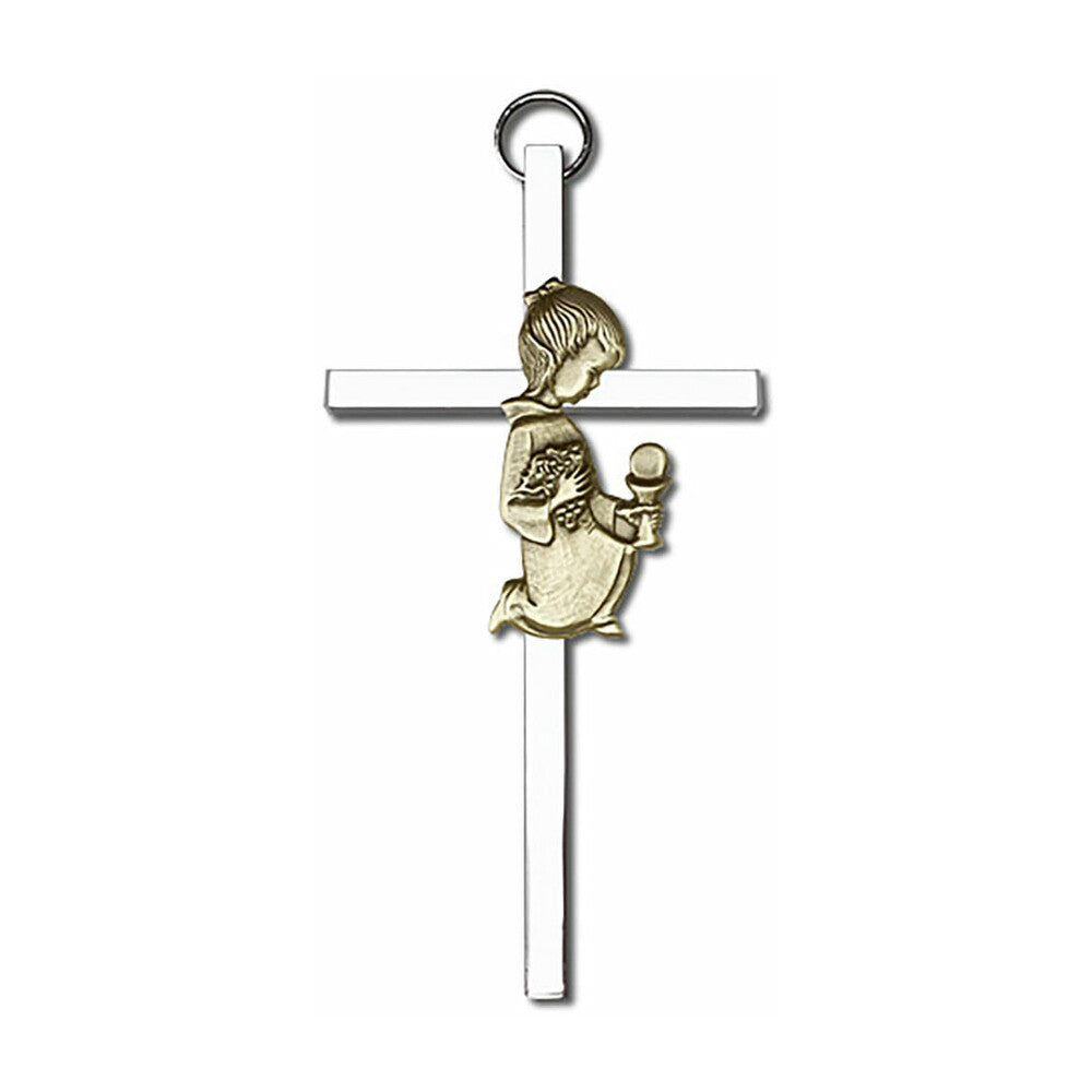 Communion Girl 4" Metal Wall Cross 4420