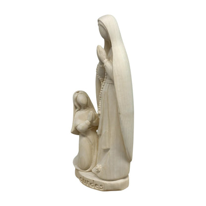 Our Lady of Lourdes and Saint Bernadette Carved Wood Statue
