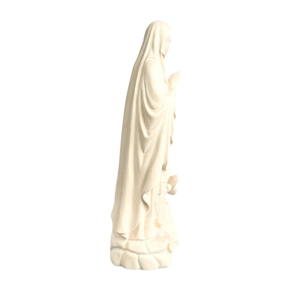 Our Lady of Lourdes with Saint Bernadette Carved in Val Gardena Wood