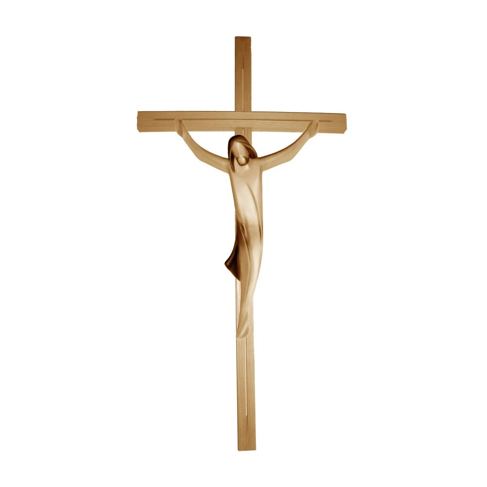 Stylized Christ on Maple and Linden Wood Cross Val Gardena