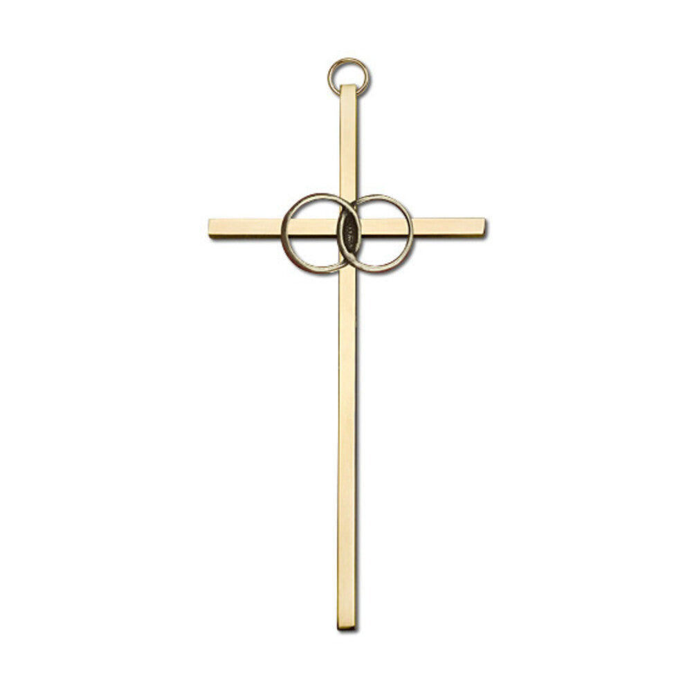 Wedding Rings 6" Metal Wall Cross 4602