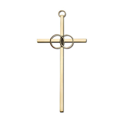 Wedding Rings 6" Metal Wall Cross 4602