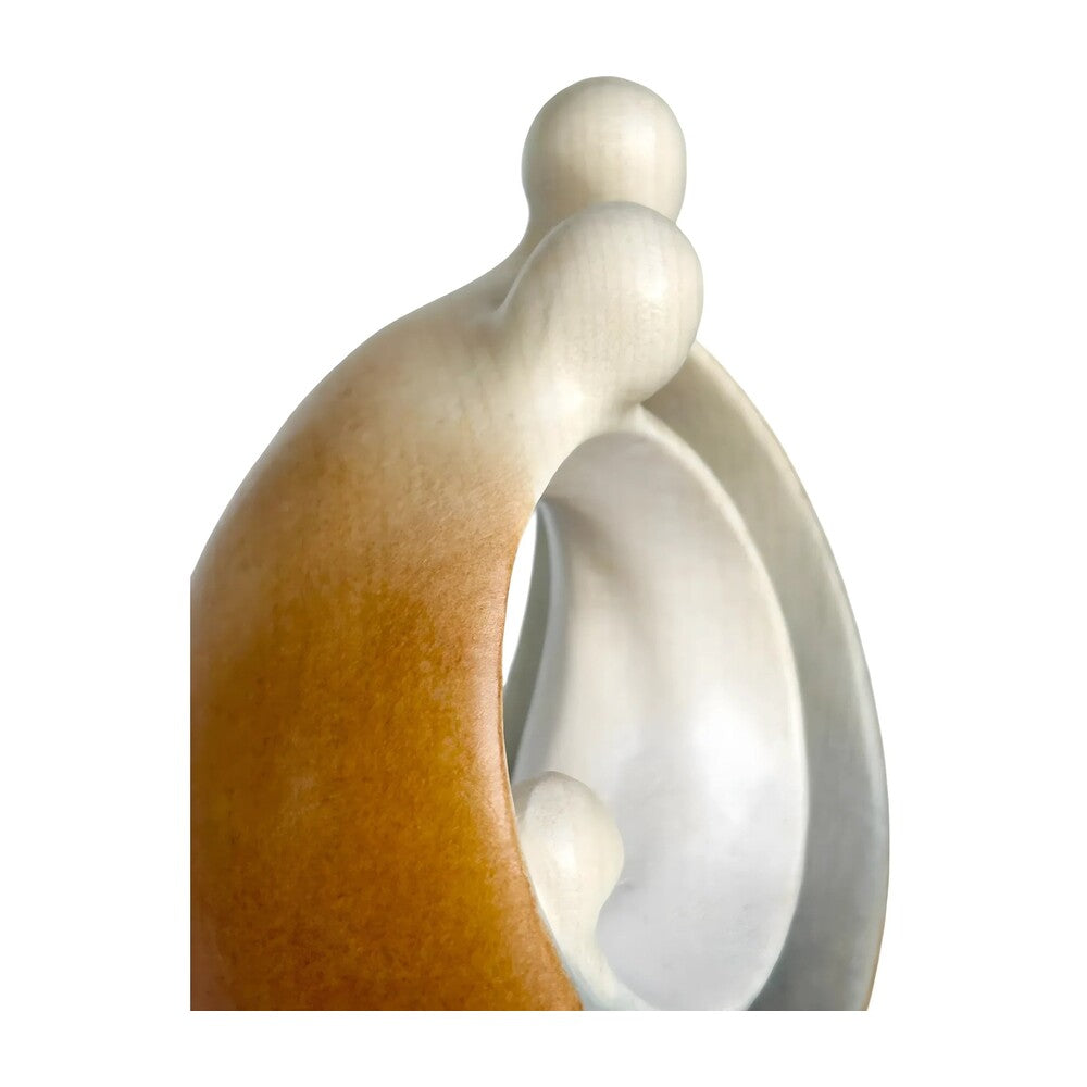 Modern Stylized Nativity Scene in Maple Wood – Family Embrace Sculpture