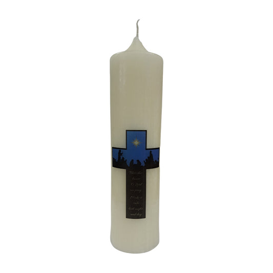 3" x 12" Home Christmas Candle with Nativity Scene