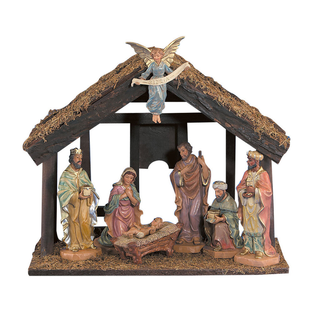 6” Scale 7 Piece Nativity Set with Wood Stable