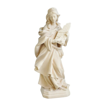 St. Cecilia, Patron Saint of Music Statue with Organ | Wood Carving from Val Gardena