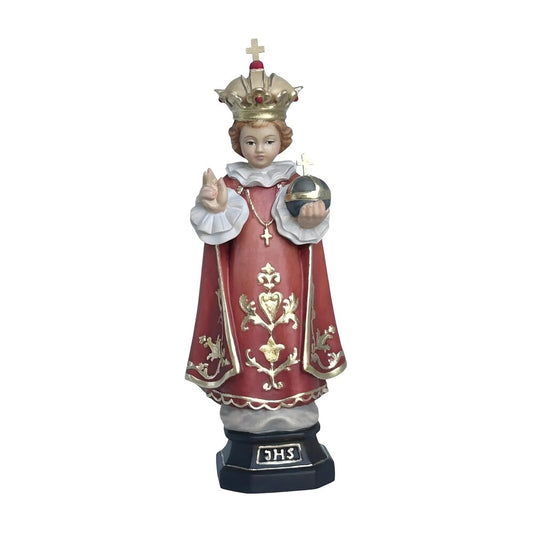 Infant Jesus of Prague Polychrome Hand-Carved Wooden Statue