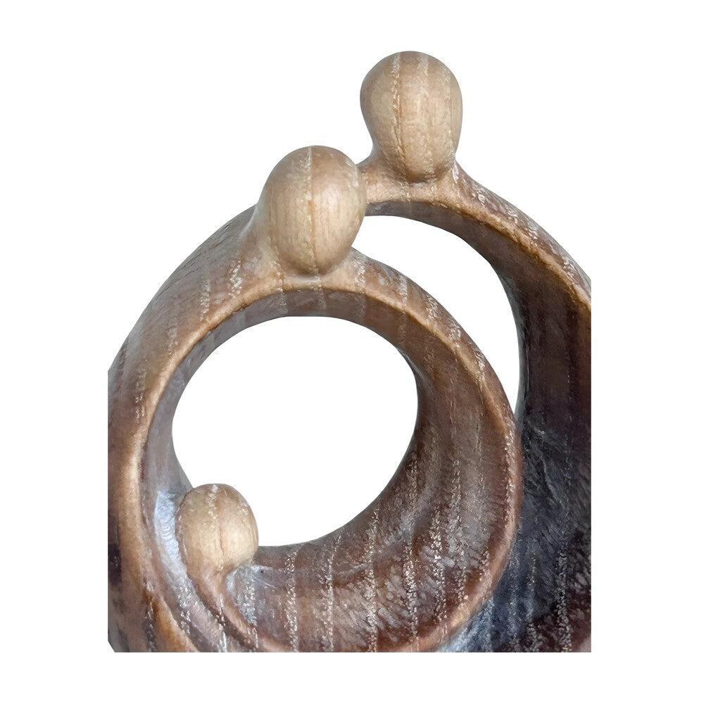 Modern Stylized Nativity Scene in Maple Wood – Family Embrace Sculpture
